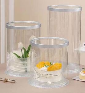 Bán buôn Chất lượng cao rõ ràng PET cao Vòng & VUÔNG bánh hộp với nắp và ribbon cho bánh sinh nhật bên trang trí hộp - Product Image 5