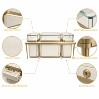 Ensemble de présentoirs à bijoux modulaires modernes en platine sur mesure, vitrine en verre trempé pour magasin de bijoux, aménagement de boutique de détail