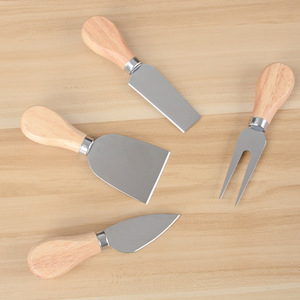 Juego de cuchillos para queso de acero inoxidable, cuchillo para mantequilla, tenedor para frutas, mango de madera de caucho, madera de acacia, bambú, cuchillo para queso - Product Image 6