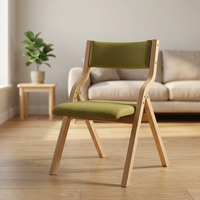Chaise de bureau ergonomique pliable en tissu avec cadre en bois, design moderne et simple, accoudoirs portables pour la maison, le bureau, le salon, la salle à manger, l'hôtel
