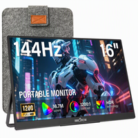 Moniteur de jeu portable de 16 pouces, montable au mur, avec support inclinable réglable, haut-parleurs stéréo intégrés pour le divertissement à domicile et le streaming