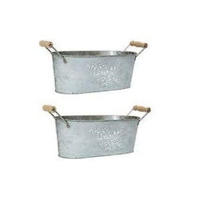 Luckywind Lot de 3 seaux à eau avec fleurs pour organiser des seaux antiques galvanisés vintage - Product Image 4