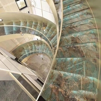 Carreaux d'escalier en pierre naturelle de luxe pour villa, appartement, escaliers intérieurs droits, revêtement de sol, décoration intérieure