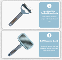 Brosse à poils pour animaux de compagnie en acier inoxydable auto-nettoyante, portable et moderne, démêlante, pour chiens, chats, lapins - Outil de toilettage sûr et facile à utiliser