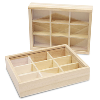Großpackung Holz-Süßigkeiten-Schokoladen-Verpackungsbox mit Trennwand Schiebe-Acryldeckel Holz-Tee-Kaffee-Aufbewahrungsbox Holz-Geschenkbox für Hochzeiten