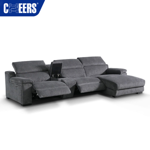 Canapé modulaire en tissu écologique MANWAH CHEERS 3 places en forme de L avec repose-tête électrique et chaise longue pour salon - Product Image 4