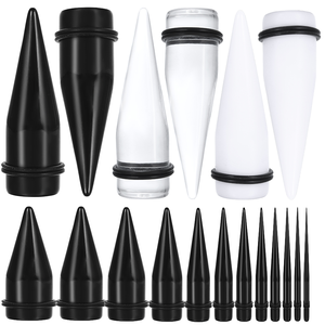 Vintage Style Noir Blanc Acrylique Oreille Cône Plug Tunnels Coupe Diamant Griffe Réglage Corps Bijoux Piercings <span class=keywords><strong>6mm</strong></span> Oreille De Fiançailles - Product Image 1