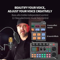Pack d'équipement de podcast F998 : Carte son live, Microphone à condensateur BM800 avec bras articulé pour le streaming, l'enregistrement et le gaming