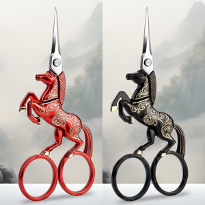 <span class=keywords><strong>Ciseaux</strong></span> de couture DIY <span class=keywords><strong>pour</strong></span> cérémonie du thé, motif cheval licorne rétro brodé au point de croix, lame en acier inoxydable, manche en alliage, style chinois - Product Image 1