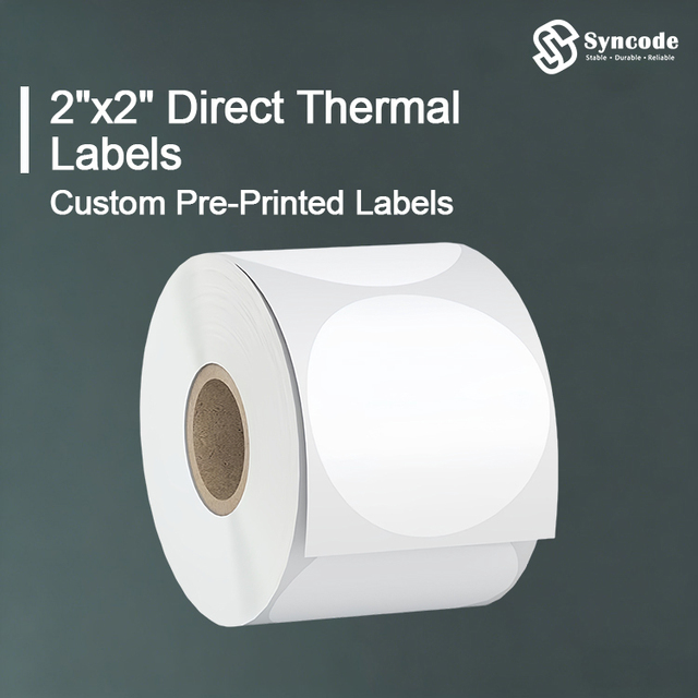 2x2 White Round Direct Thermal Label Roll Blank Color Printing Self Adhesive Circle Sticker Compatible Zebra Rollo Label Printer