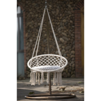 Hamac suspendu en macramé beige pour adultes, style moderne, avec coussin moyen, pour balcon, chambre, véranda, parc, extérieur, avec corde de balançoire