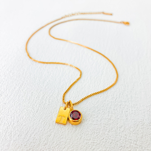 สร้อยคอชื่อสั่งทำ EManco สแตนเลสสตีล จี้ตัวอักษร จี้ประดับพลอยประจำเดือนเกิดสีทอง จี้ตัวอักษรประดับมุก จัดส่งแบบดรอปชิป - Product Image 3