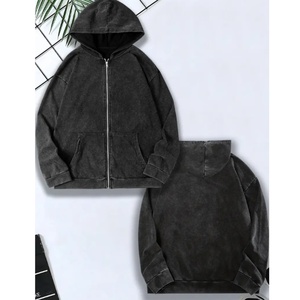 Sudadera con Capucha Personalizada para Hombre, Hecha de 100% Algodón Puro, Estilo Retro de Alta Calidad con Lavado Ácido, Cierre Completo, Ropa Deportiva Gruesa - Product Image 2