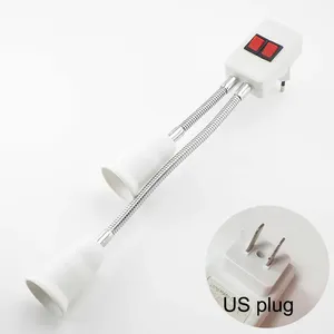 Adaptateur de douille double E27 pour <span class=keywords><strong>ampoule</strong></span> LED avec interrupteur marche/arrêt, compatible AC 110-220V, prise flexible EU/US - Product Image 1