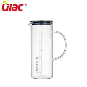 丁香BSCI SGS LFGB 1400毫升玻璃壶冷泡冰咖啡机玻璃水瓶手绘玻璃壶