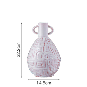 Vase décoratif en céramique minimaliste de Style nordique Texture géométrique maison hôtel Vase de <span class=keywords><strong>table</strong></span> traditionnel Arrangement de fleurs - Product Image 3