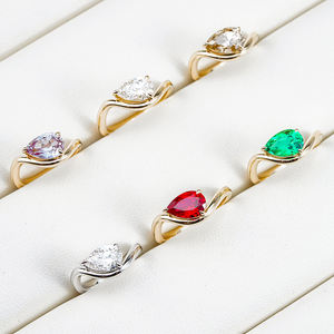 Starsgem по индивидуальному заказу, 9K, 10K, 14K, <span class=keywords><strong>18K</strong></span>, цельное золото, 6x9 мм, 1,0 карат, грушевой огранки, лабораторный драгоценный камень, gi Lab, бриллиантовые кольца - Product Image 2