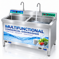 Évier de cuisine professionnel pour restaurant avec lave-légumes et robinet double, station de nettoyage commerciale, OEM disponible