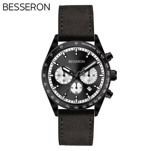 Relojes de Cuarzo Cronógrafo de Acero Inoxidable de Estilo Lujoso para Hombre, Correa de Cuero de 22 mm, Diámetro de Esfera de 42 mm, Logotipo Personalizado, Moda Ejecutiva - Product Image 3