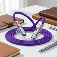 240 LED Light Bar 4-in-1 Kabel Pengisian Daya USB dengan Konektor USB-A USB-B Type-C Pengisian Cepat Elastomer Termoplastik Bercahaya