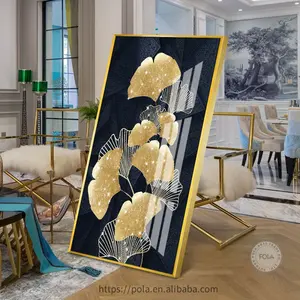 Golden gingko leaves Paintings 5D Crystal Porcelain Painting Coloured leaves Diamond inlay Painting Art Aisle Living room Decor