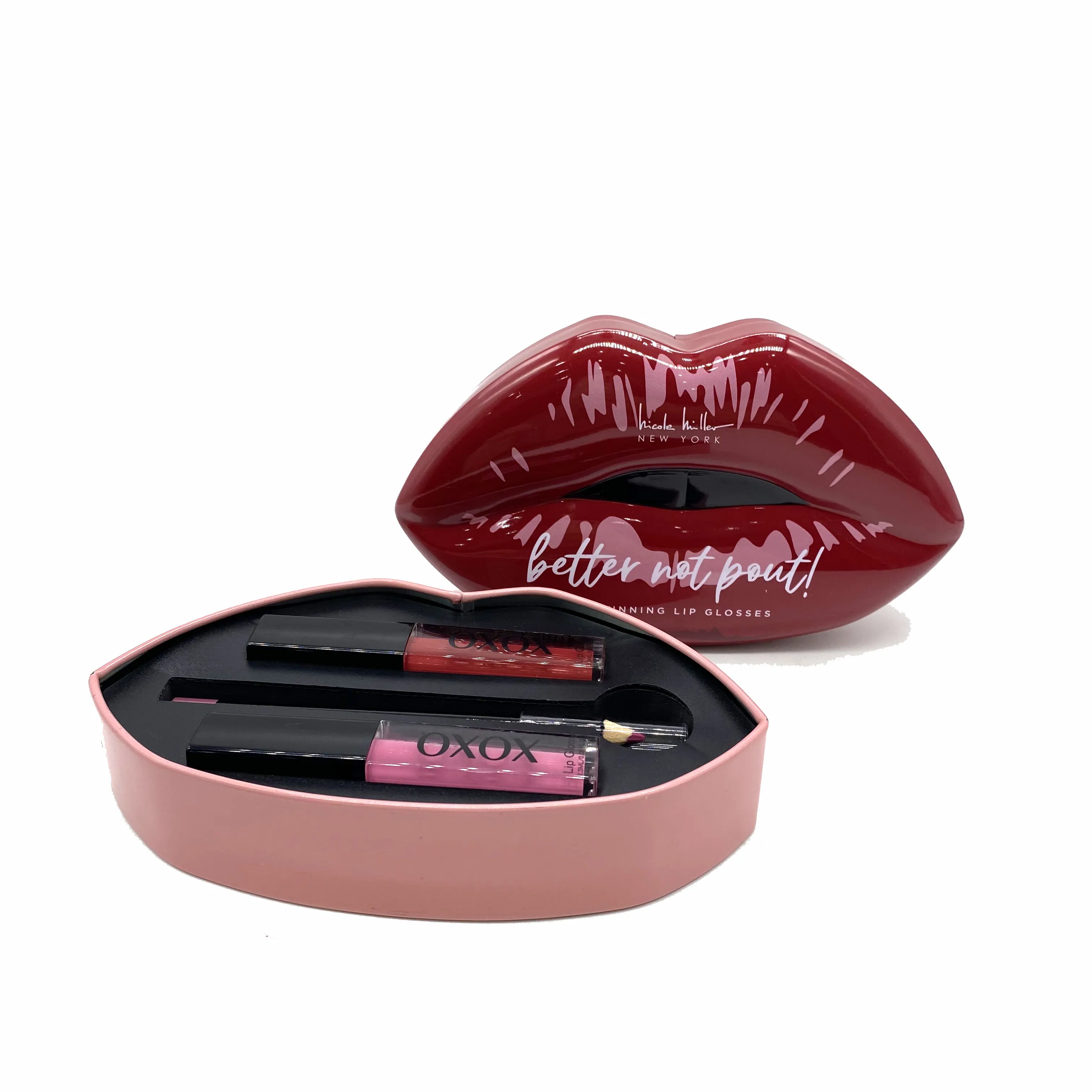 Hot bán giá rẻ giá tùy chỉnh thiết kế Lip Gloss bao bì kim loại hộp tinplate Lip Shape hộp thiếc