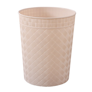 Rattan Style <b>Plastic</b> Trash Can 10L Cylindrical White Beige Decorative Indoor Waste <b>Bin</b> for Living Room Office <b>Kitchen</b> - Product Image 5