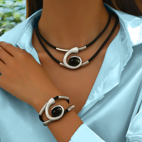 Ensemble de bijoux en acrylique en forme d'escargot spirale style bohème, collier et bracelet pour femmes, élégant et très vendu
