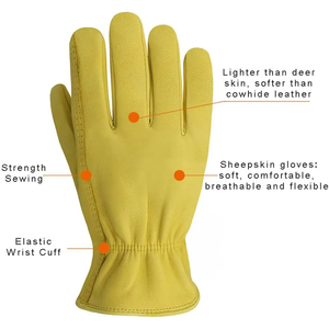 100% cuero de oveja jardín trabajo montar conducción guantes de mano suave piel de oveja guantes de trabajo de cuero - Product Image 3