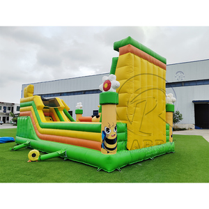 บ้านลมเป่าลมขนาดใหญ่ธีมสวนผึ้ง PVC แบบกำหนดเอง พร้อมสไลเดอร์ ผนังปีนป่าย และสนามเด็กเล่นกลางแจ้ง - Product Image 4
