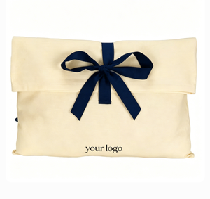 High Quality Custom Cotton Envelope Dust Bag Recyclable Canvas Clothes Pillow Shoe Handbag Packaging Cover Bag With Ribbon Logo - Product Image 1
