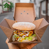 Vente flash - Boîte à hamburger personnalisée en carton kraft brun ondulé noir pour la restauration rapide