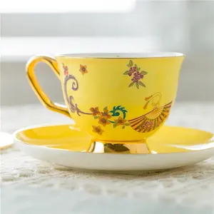 Classic Europe tea cups cappuccino cup colourful cup saucer set for weddings