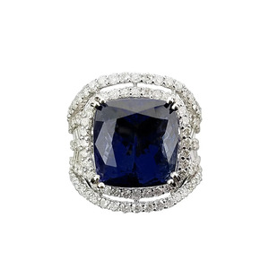 Anello con Accento Quadrato Blu per Donne, Elegante Accessorio Geometrico da Dito per Matrimonio - Product Image 5