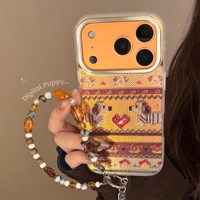 Nouvelle coque de téléphone antichoc en TPU avec lumières magnétiques flottantes et cordon perlé style Ins pour iPhone 17/16/15/14/13/12 Pro Max
