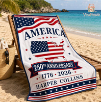Serviette de bain absorbante à séchage rapide en microfibre douce, 250e anniversaire américain, couverture de plage avec drapeau américain pour la natation