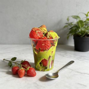 5OZ Small Cup Dubai Chocolate Bread Thread Matcha Milk Plastic Strawberry Simulation Food Model Eco-Friendly Foam Shop Display - Product Image 2