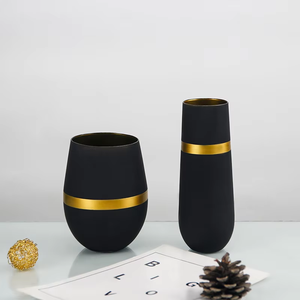 Commercio all'ingrosso spruzzato nero e oro vetro vino anniversario calice succo di acqua calice Set stile europeo vetreria per festa di nozze - Product Image 4