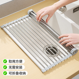 Égouttoir pliable pour évier de cuisine, gris, carré, organiseur de comptoir pour vaisselle et ustensiles - Product Image 2
