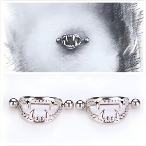Bijoux <span class=keywords><strong>de</strong></span> corps en acier inoxydable, piercing au mamelon, barres <span class=keywords><strong>de</strong></span> piercing, crocs <span class=keywords><strong>de</strong></span> vampire, anneaux pour mamelons - Product Image 2