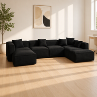 Canapé d'angle modulable Amperui en forme de L, sectionnel surdimensionné, moderne, rembourré en tissu éponge, pieds écologiques