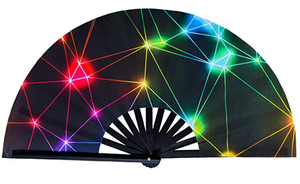 Quạt Gấp Phát Sáng UV Bằng Tre 13 Inch 33Cm Quạt Rave Lễ Hội Quạt Đồ Họa Đam Mê - Product Image 2