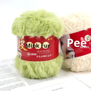 Fil acrylique mélangé aspect fourrure, boule de laine en gros, cheveux longs, imitation vison, velours corail, écharpe/chapeau, matériel de tricot fait main - Product Image 2