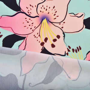 <span class=keywords><strong>Tissu</strong></span> Koshibo 100% polyester, très vendu, 120 GSM, extensible, imprimé numérique, rayé, floral, pour vêtements de filles, poids moyen - Product Image 5