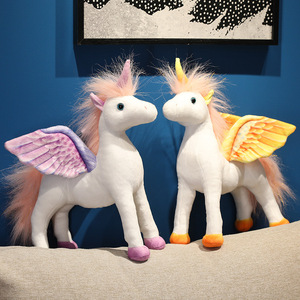 Peluche Unicorno Pegaso Arcobaleno Simulato con Imbottitura in Cotone PP, Regalo di Compleanno per Piccoli Cavalieri Angeli - Product Image 3
