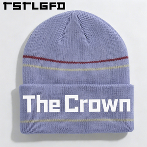 Gorros de Punto Personalizados con Logotipo, Gorro de Invierno a Rayas de Dos Tonos, Tejido Suave, con Borde Reforzado, Venta al Por Mayor, Fabricante - Product Image 1