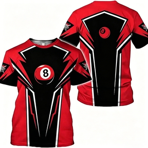 Nouveau T-shirt de billard <span class=keywords><strong>S</strong></span>.Q.F rouge et noir, design vierge, 100 % coton, coupe régulière, pour les fans de sport - Product Image 3