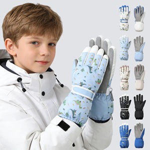 Gants de ski et de <span class=keywords><strong>snowboard</strong></span> imperméables et isolés pour enfants de 7 à 12 ans, garçons et filles, avec motif de dinosaure - Product Image 1