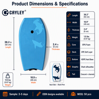 Bodyboard pour enfants à motif requin avec laisse, planche de surf à queue de croissant pour la plage, la piscine et les sports nautiques