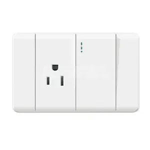 Hot Sale Wholesale 1 Gang Switch With Single 3 Pins Socket American wall switch Household Switches Sockets